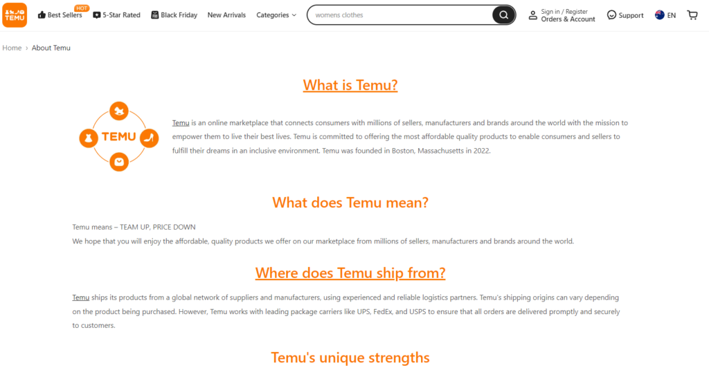 what is temu australia